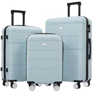 SINOFURN 18.1x11.6x29.5 Light Blue Plastic Hardshell Suitcase set 3 -Bag