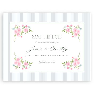 Pink Floral Wedding Digital Save the Date - Rosa Landscape
