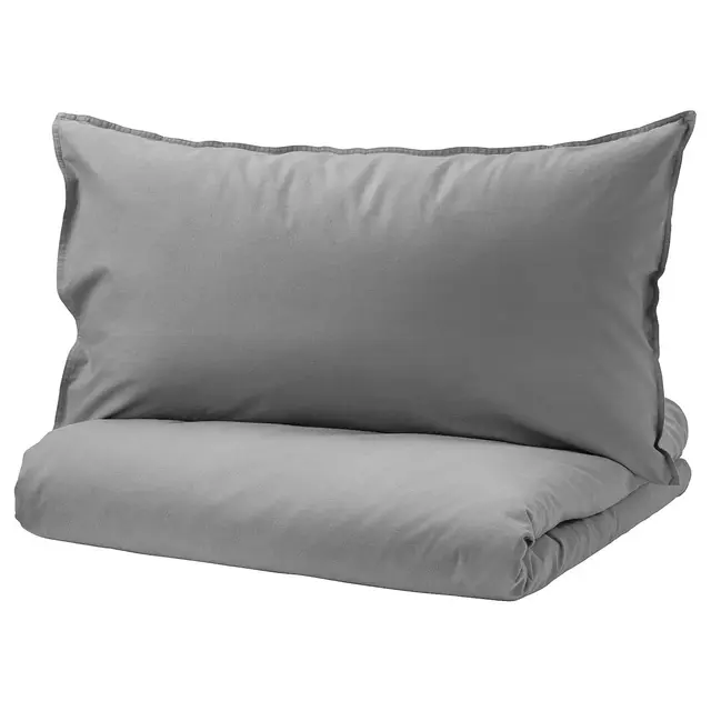 ÄNGSLILJA Duvet cover and pillowcase(s), gray, Twin