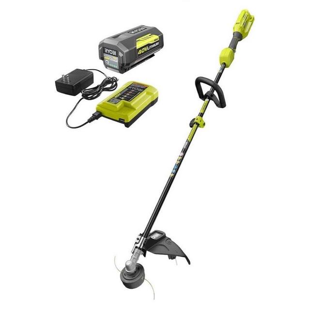 RYOBI 40-Volt Lithium-Ion Cordless Attachment Capable String Trimmer, 4.0 Ah Battery and Charger Inc