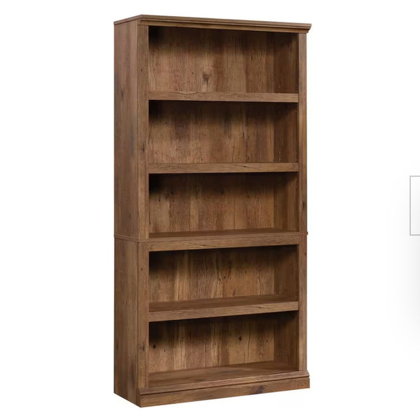 SAUDER 69 in. Vintage Oak Engineered Wood 5-Shelf Bookcase