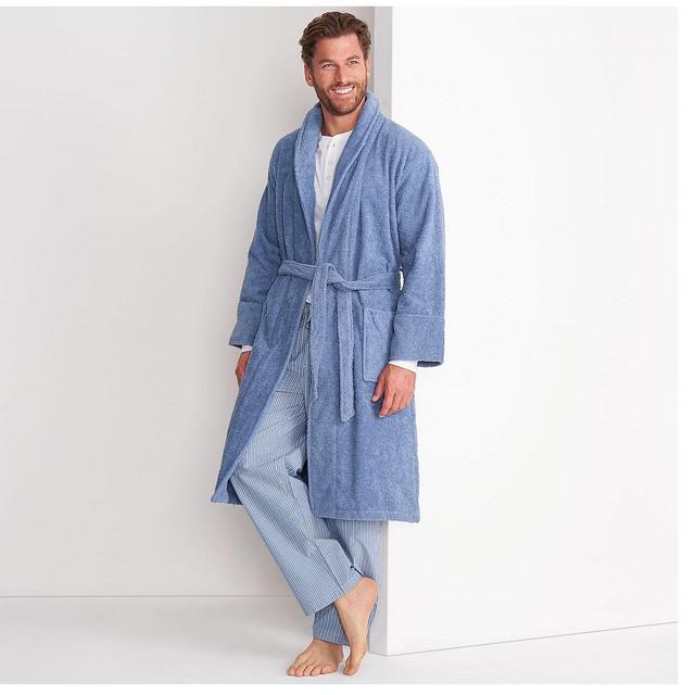 Men's Calf Length Turkish Terry Robe-Iceland Blue (s).