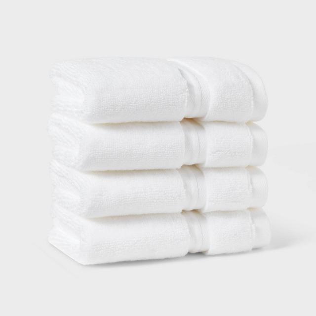4pk Spa Plush Washcloth Set White - Threshold™