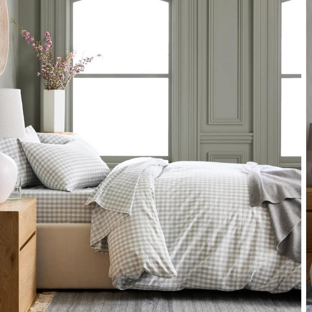 Classic Organic Percale Gingham Duvet Cover