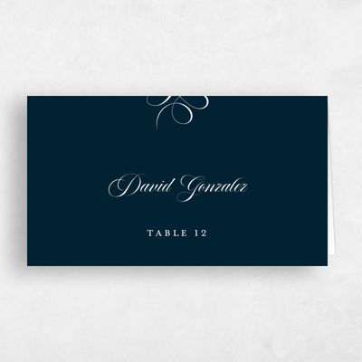 Darkest Teal, Blue Wedding Place Card - Marquis