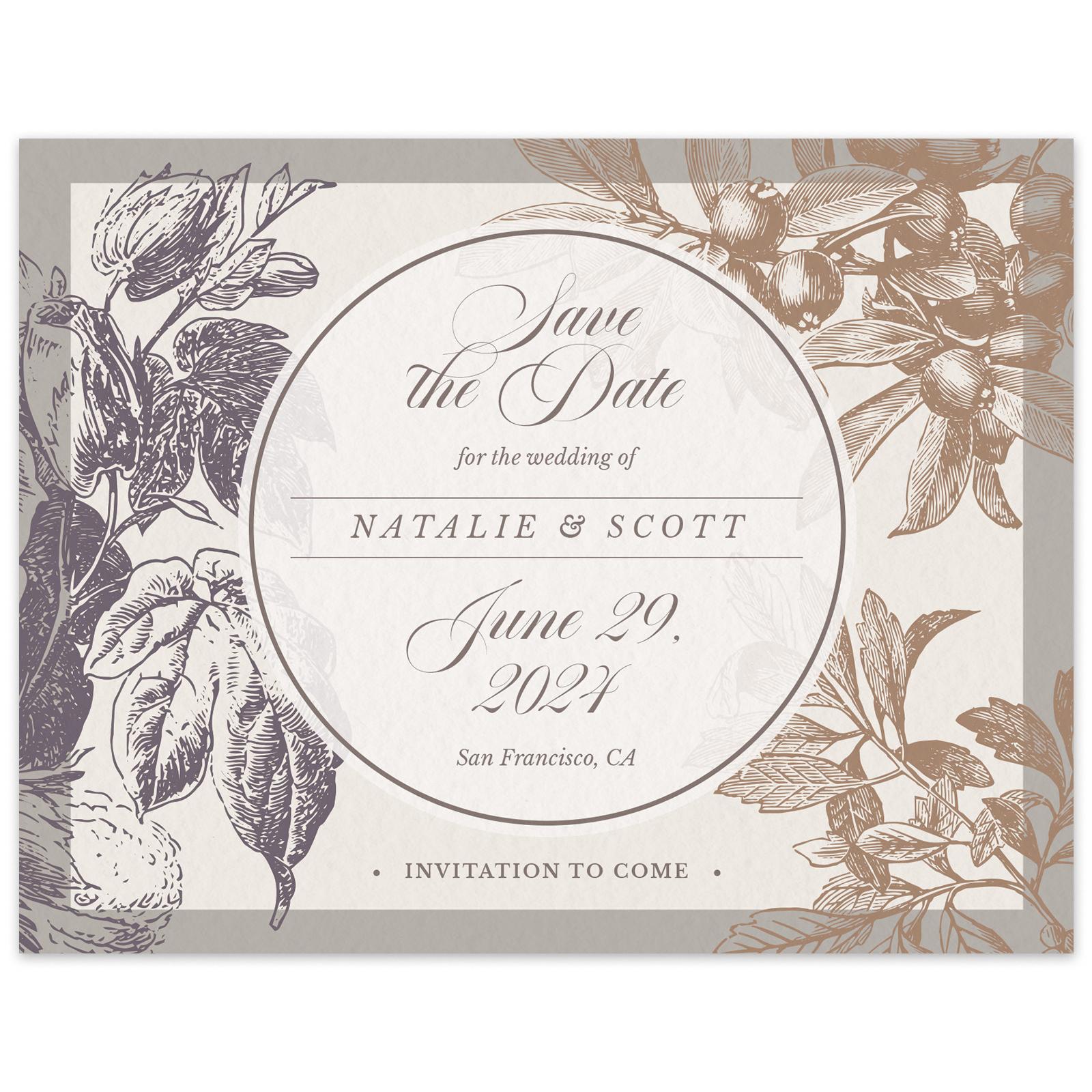 Carte postale SAVE THE DATE ORANGE + enveloppe blanche