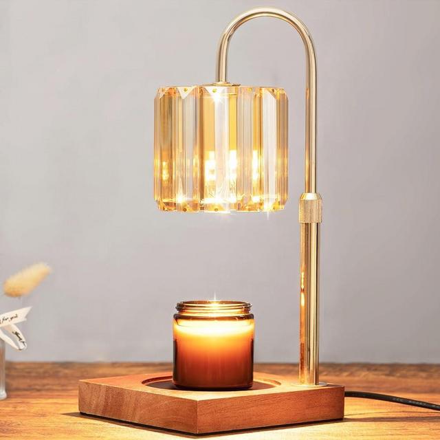 Yuichoy Candle Warmer Lamp with Timer, Dimmable Electric Candle Wamer Adjustable Height, Glass Candle Melter Lamp for Jar Candle, Amber