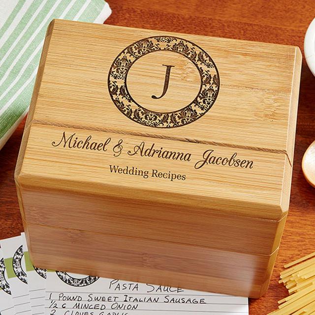 "Wedding Recipes" Wood Recipe Box