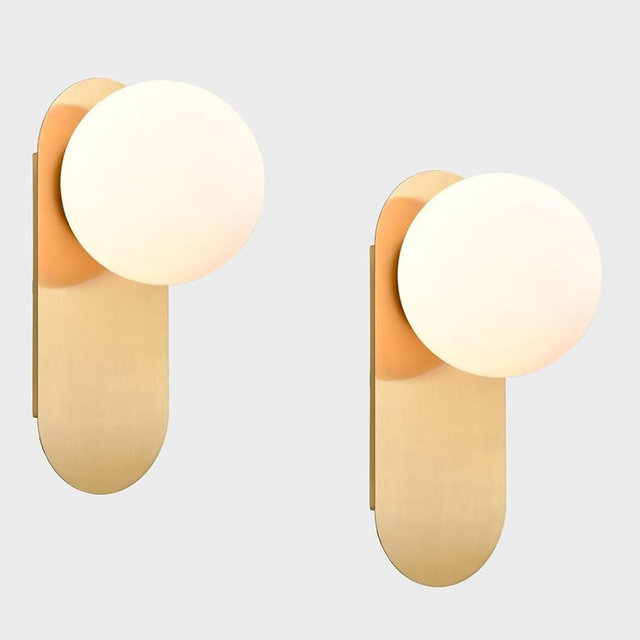 HOLKIRT Brass Wall Sconces Set of Two,Modern Wall Light,Globe Wall Sconce Wall Mount Light Wall Lighting for Bedroom Bathroom Living Room