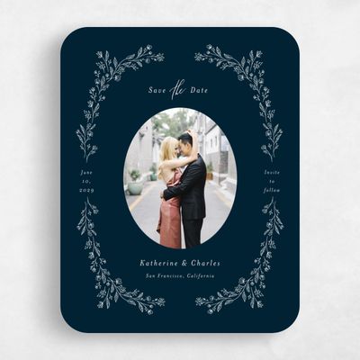 Blue Rounded Wedding Save the Date - Miette Photo
