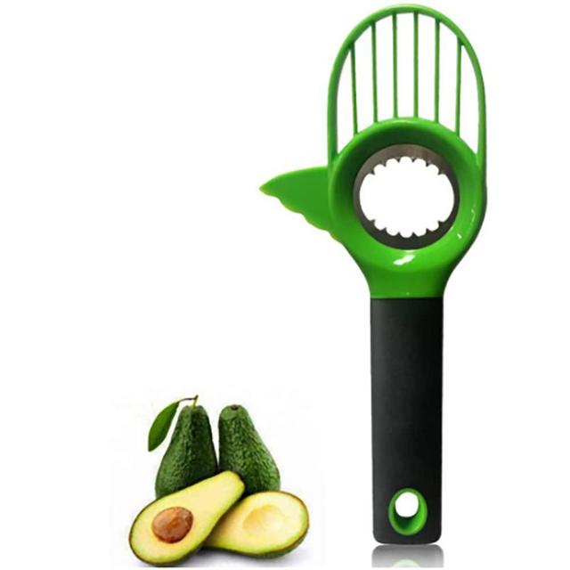 NEW VISUAL 3 In 1 Avocado Cutter Slicer Plastic Shea Corer Separator Peeler Fruit Splitter Multifunctional Tool kitchen gadgets accessories, Green, 8.66 inches length, 2.43Ounces