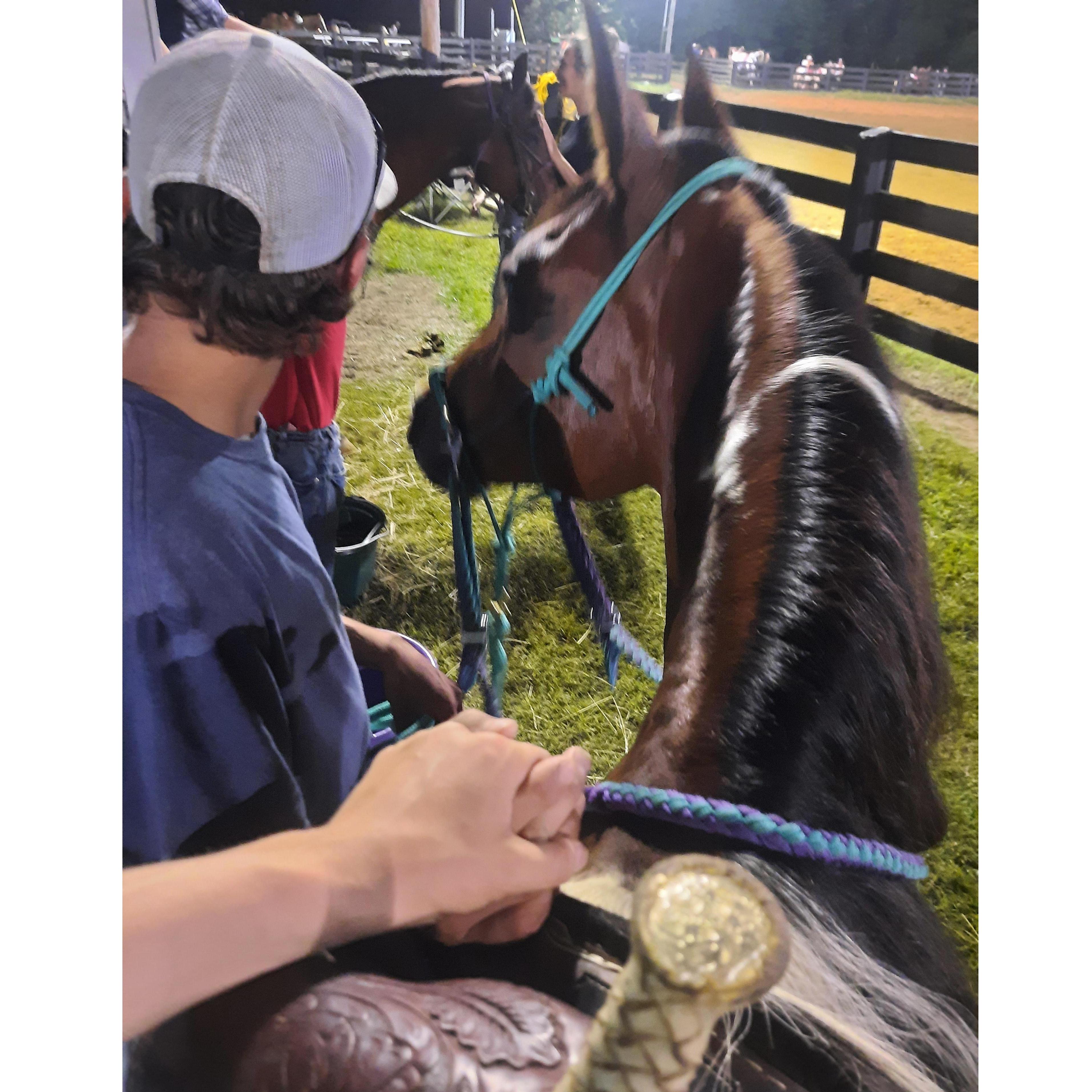 Our first Barrel racing competition with Libby.
