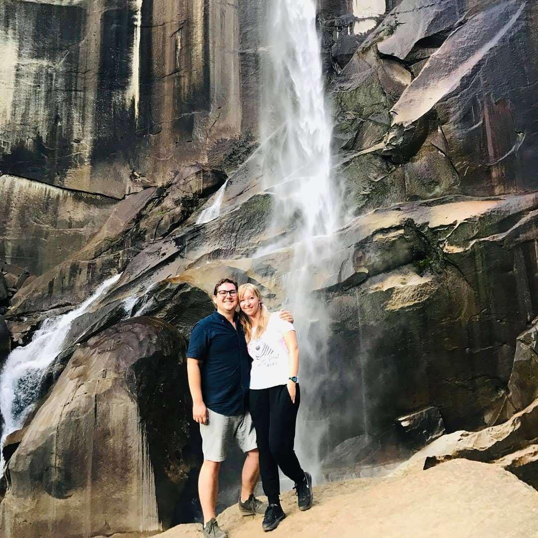 We hiked 2 hours to see this waterfall in Yosemite. So tired but happy that we made it.