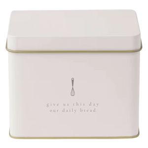 Recipe Tin in Cream | Classic and Neutral | Includes 25 Blank Recipe Cards | Gold Metallic Interior | w/Whisk Design Printed | Made from Heavy Steel | Decorative Recipe Box Holder | Recipe Card Holder