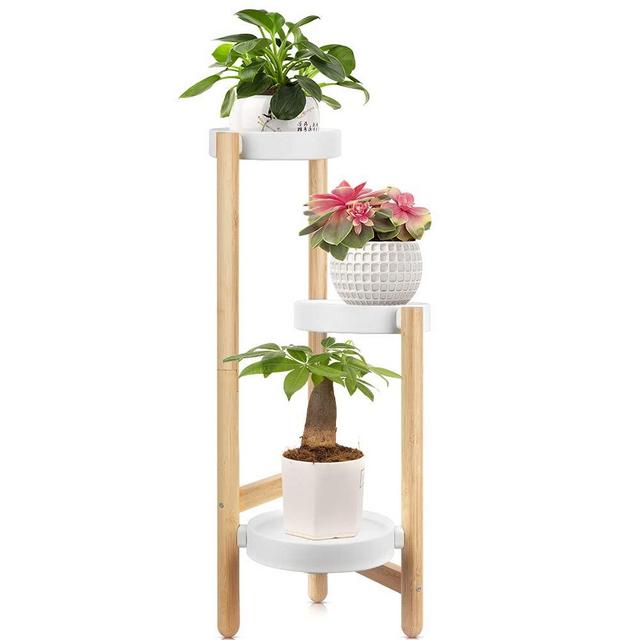 Bamboo Plant Stand BAIDALL 3 TierTall Plant Display Rack with Tray Flower Pot Holder Fit Pots in Varied Sizes for Garden Indoor Outdoor Home Decor