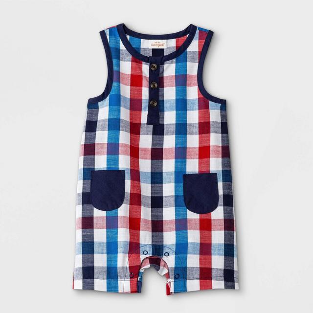 Baby Family Plaid Romper - Cat & Jack™ Navy 6-9M