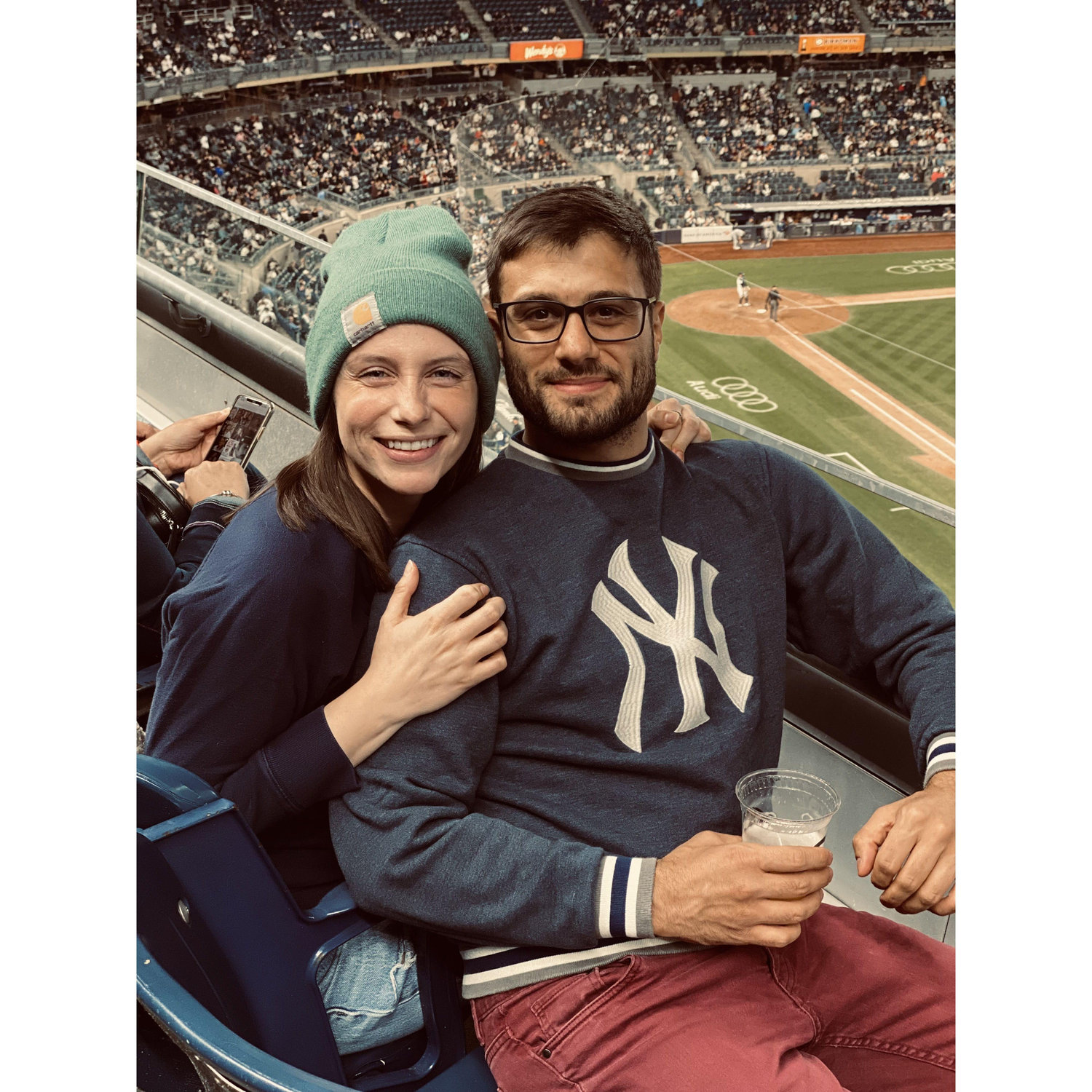 Yankees game! They lost this game, but that's okay because Nick told the people behind us if they won he would pour a beer on his head....