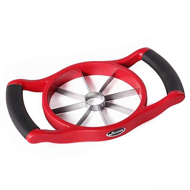 Newness Apple Slicer Corer, 8-Slice [Large Size] Premium Apple Slicer Corer, Cutter, Divider, Wedger, Stainless Steel Easy Grip Fruit Slicer with Sharp Blade for Apples, Pears and More, Red