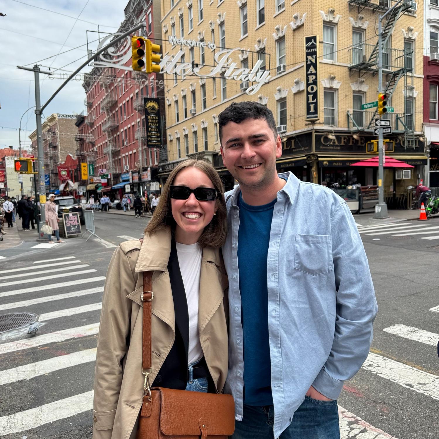 Exploring Little Italy in New York together officially as a couple. Will and Maria were taking a selfie when a nice stranger came up and said “you’re so cute, let me take your photo”.