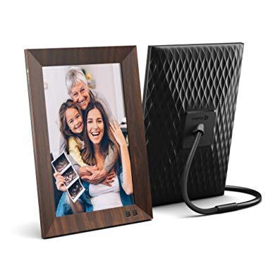 Nixplay Smart Digital Photo Frame 10.1 Inch Wood-Effect - Share Moments Instantly via EMail or App