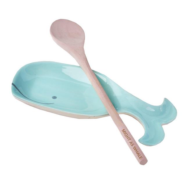 Two's Company 51282 Whale Spoon Rest with Spoon, Aqua