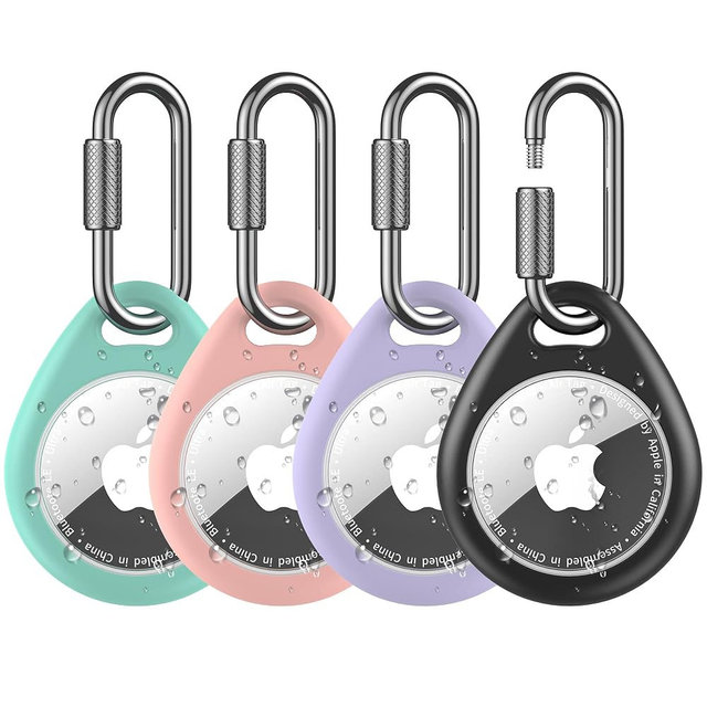 for AirTag Holder for Apple Air Tag 2nd Generation 1st Gen- 4 Pack Air Tagholder Keychain with Professional Carabiner, Waterproof & Shockproof TPU Air Tag Case 2/1 for Keys, Backpacks, Pets, Luggage