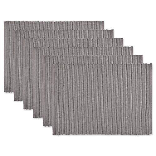 DII CAMZ36385 Ribbed Cotton Placements, Placemat Set, Gray, 6 Piece