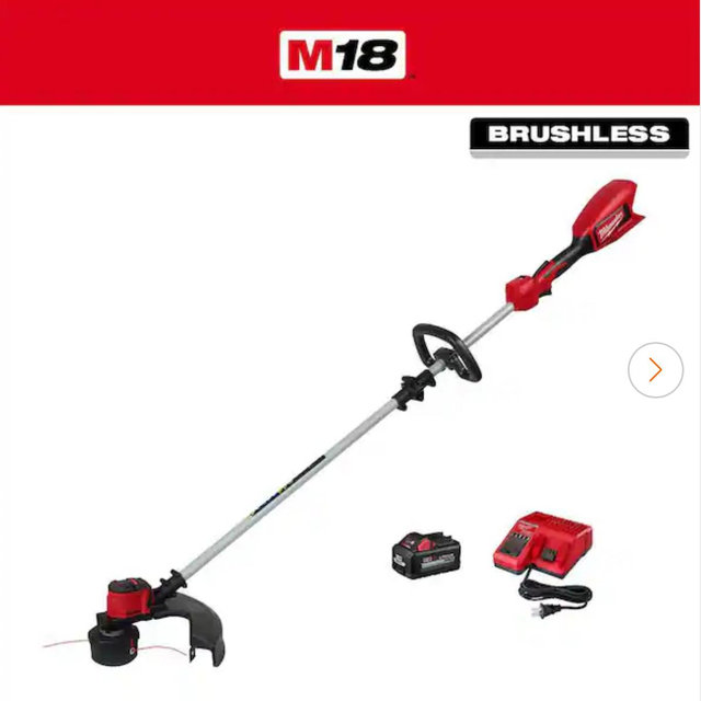 Milwaukee M18 Brushless 18V 16 in. Cordless Battery Powered String Trimmer Kit with 6.0 Ah High Output Battery and Charger 2828-21E