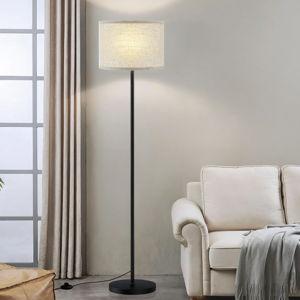 Ambimall 60'' Modern Floor Lamp with Shade, Tall Lamps for Living Room, Bedroom, Office, Dining Room, Beige Shade with Black Pole(Without Bulb)