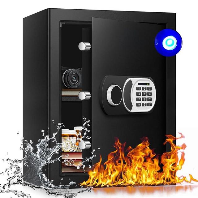 ToruKeep 2.3 Cu Ft Home Safe Box Fireproof Waterproof Digital Security Box Steel Construction with Electronic Keypad, Removable Shelf, Hidden Key Lock, LED Light for Document Money Jewelry Valuables