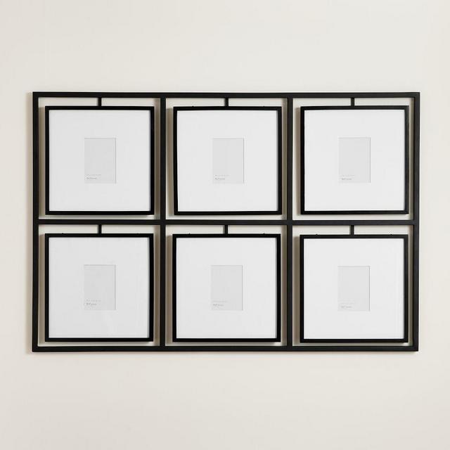 Frame Rail 6 Opening Grid Black - 16"x16" Frame (5"x7", 8"x10")