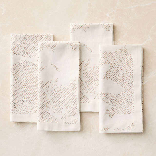 Dotted Floral Napkins, Ivory, Set of 4