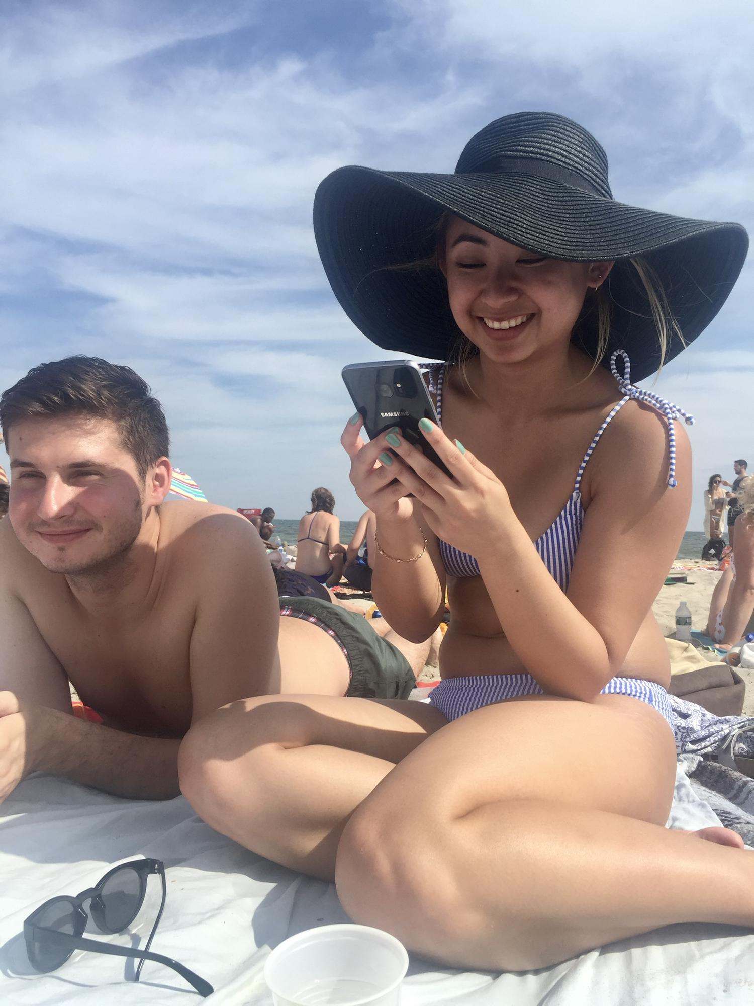 First photo together at a beach day with friends in the Rockaways, NY :) | July 2016