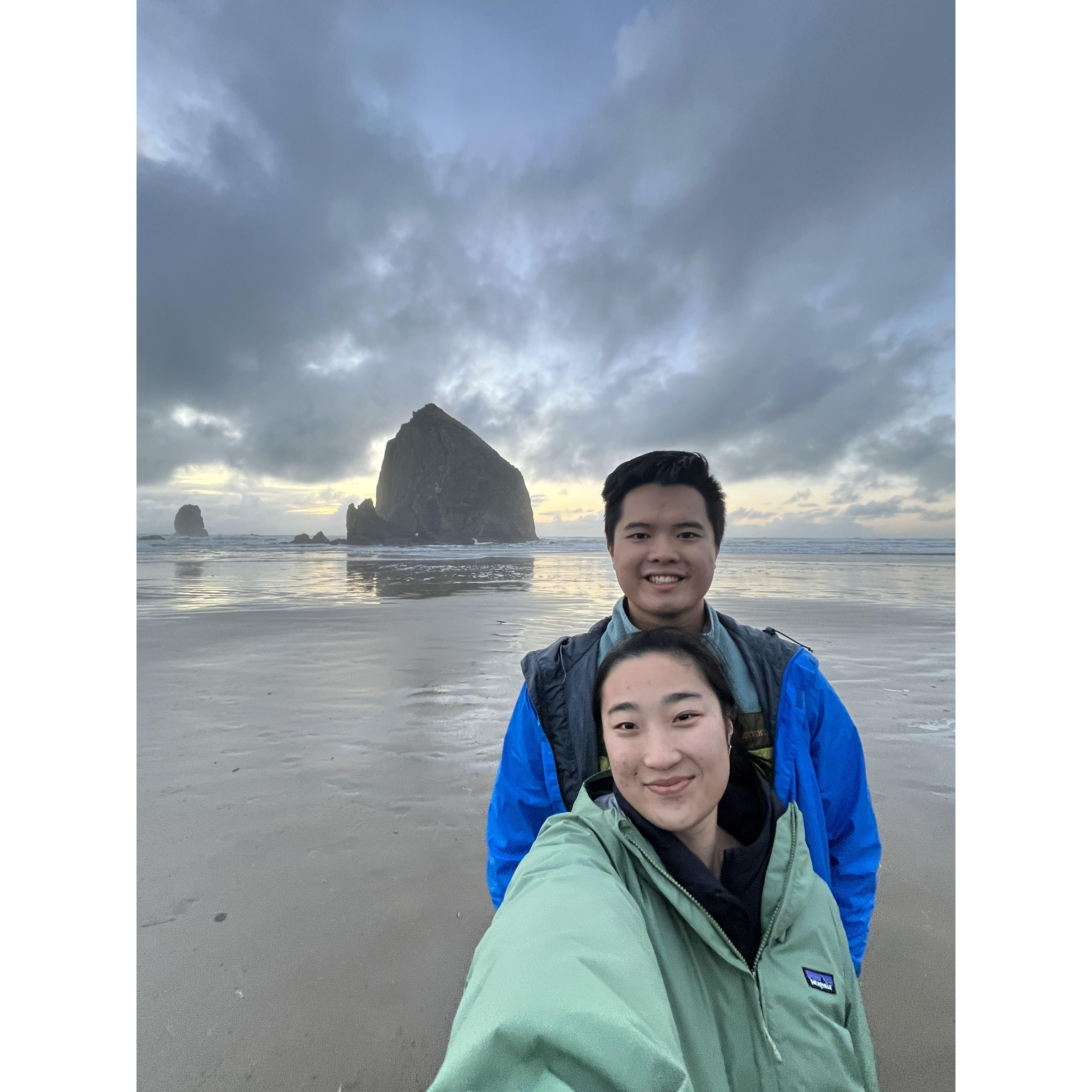 Cannon Beach, OR: Enoch asked why I wanted to see this big rock in the ocean but then agreed it was worth the detour!