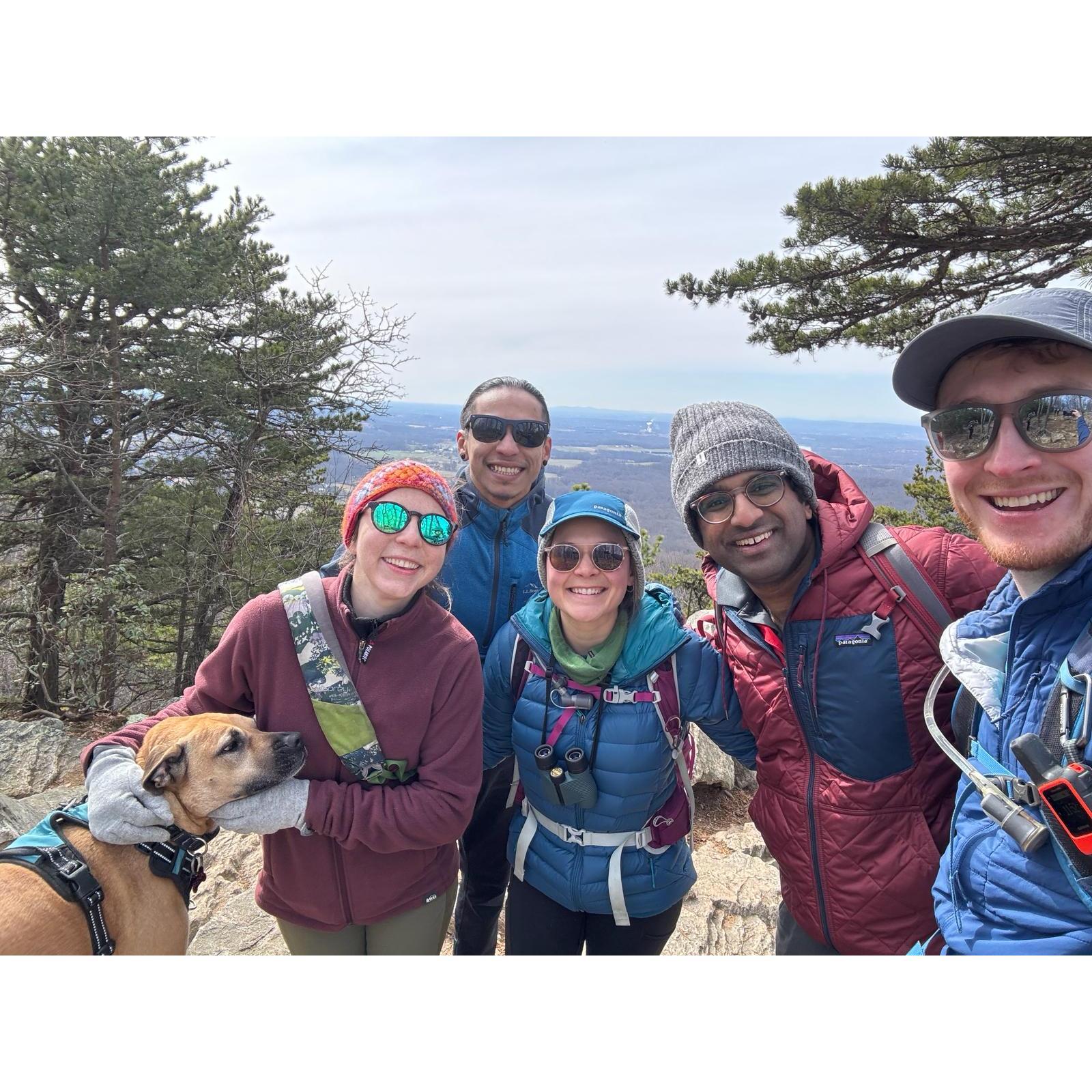 Enjoying a cold hike at Sugarloaf Mountain with our D.C. gang!