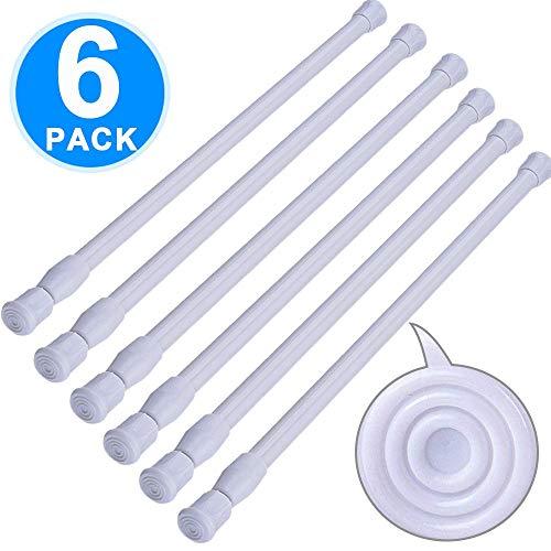 SIQUK 6 Pack Cupboard Bars Adjustable Spring Tension Rods White Refrigerator Bar Extendable Rod for DIY Projects, 15.7 to 28 Inches