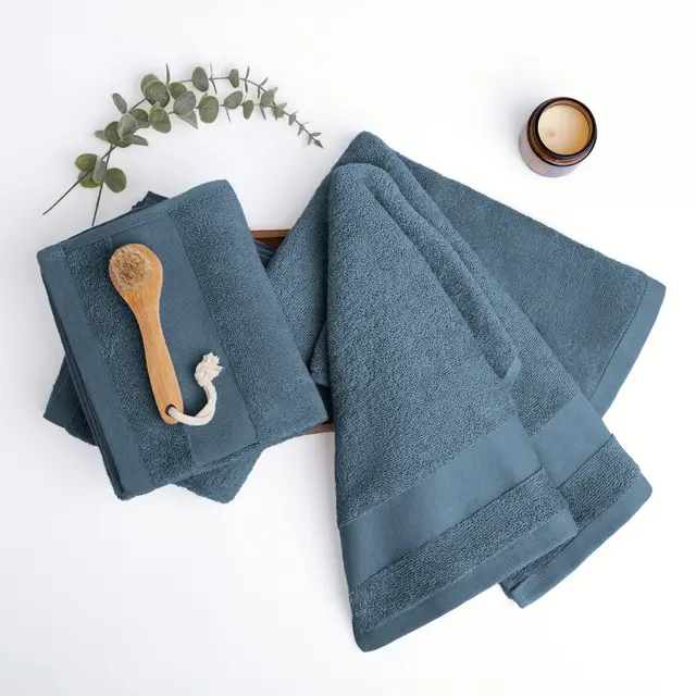 Hand Towel Sets, Hotel-Quality Bath - 100% Ring Spun Cotton, Ultra Plush, Absorbent, 4 Pack, Light Blue