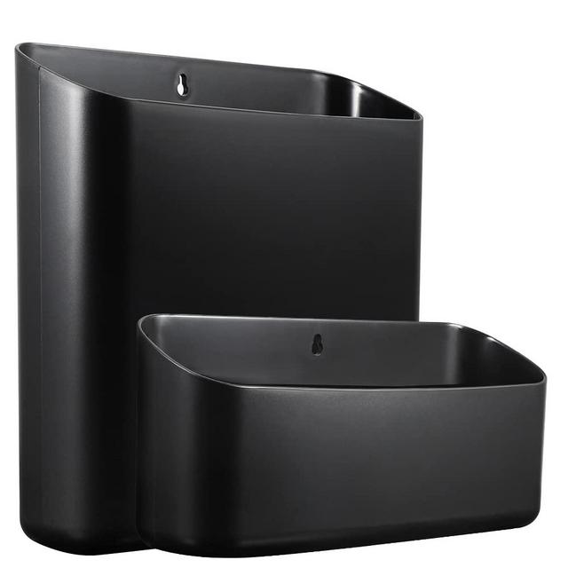 Picowe Magnetic Laundry Storage, Large Lint Holder Bin for Laundry Room, Space-Saving Trash Container Hanging on Dryer, Washer or Wall Mount Trash Bin (Black)