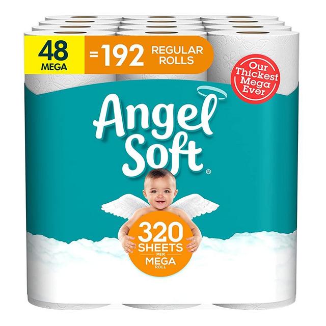 Angel Soft® Toilet Paper, 48 Mega Rolls = 192 Regular Rolls, 2-Ply Bath Tissue