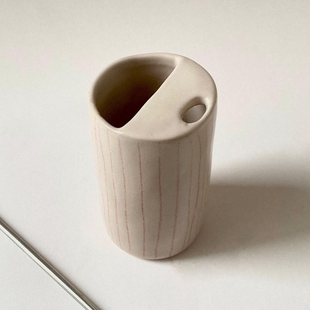 Handmade To Go Cup Striped *Choose color* Ceramic Cup With Straw | Smoothie Cup | Lidless Sippy Cup & Travel Mug | Zero Waste Pottery