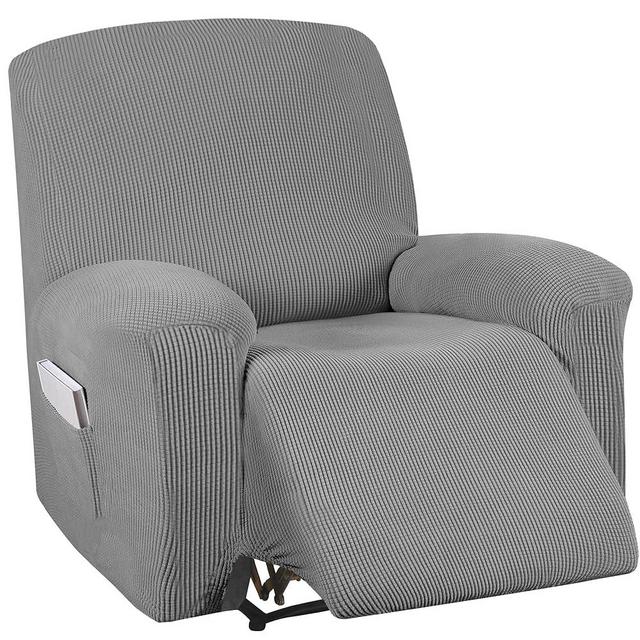 Turquoize Stretch Recliner Cover Recliner Chair Cover Recliner Slipcover 1-Piece Sofa Cover with Side Pocket Jacquard Sofa Furniture Cover/Protector Soft with Elastic Bottom, Machine Washable, Dove