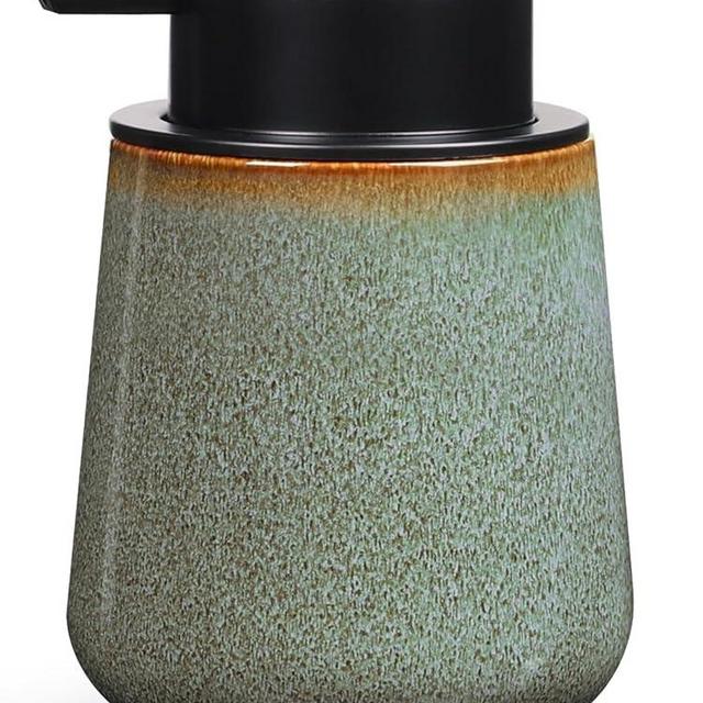 INGOFIN Ceramic Lotion Dispenser - 12 oz Refillable Hand Soap Dispenser Bathroom, Modern Liquid Dispenser with Pump, Dish Soap Dispenser for Kitchen,Kiln-Glazed Blue and Green