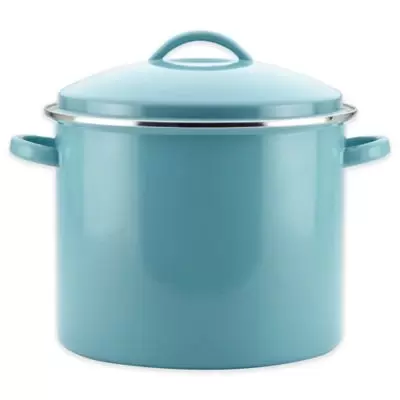 Farberware® Enamel on Steel 16 qt. Covered Stock Pot in Aqua