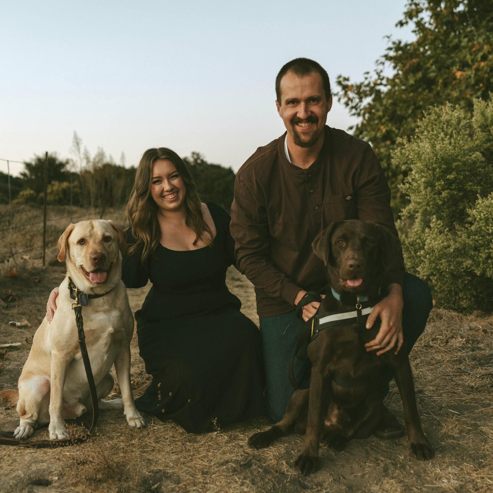 Petra and John-Michael with their fur babies, Monty and Riley.