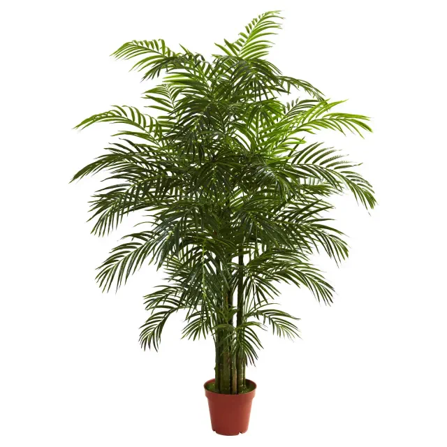 Artificial 6.5ft Areca Palm UV Resistant Indoor/Outdoor - Nearly Natural: No Maintenance, Potted