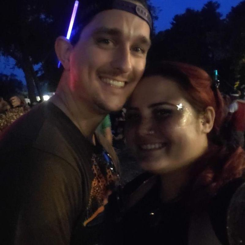 Our first time visiting Asheville together July 2019. This photo was taken during STS9 at Pisgah Brewing in Black Mountain.