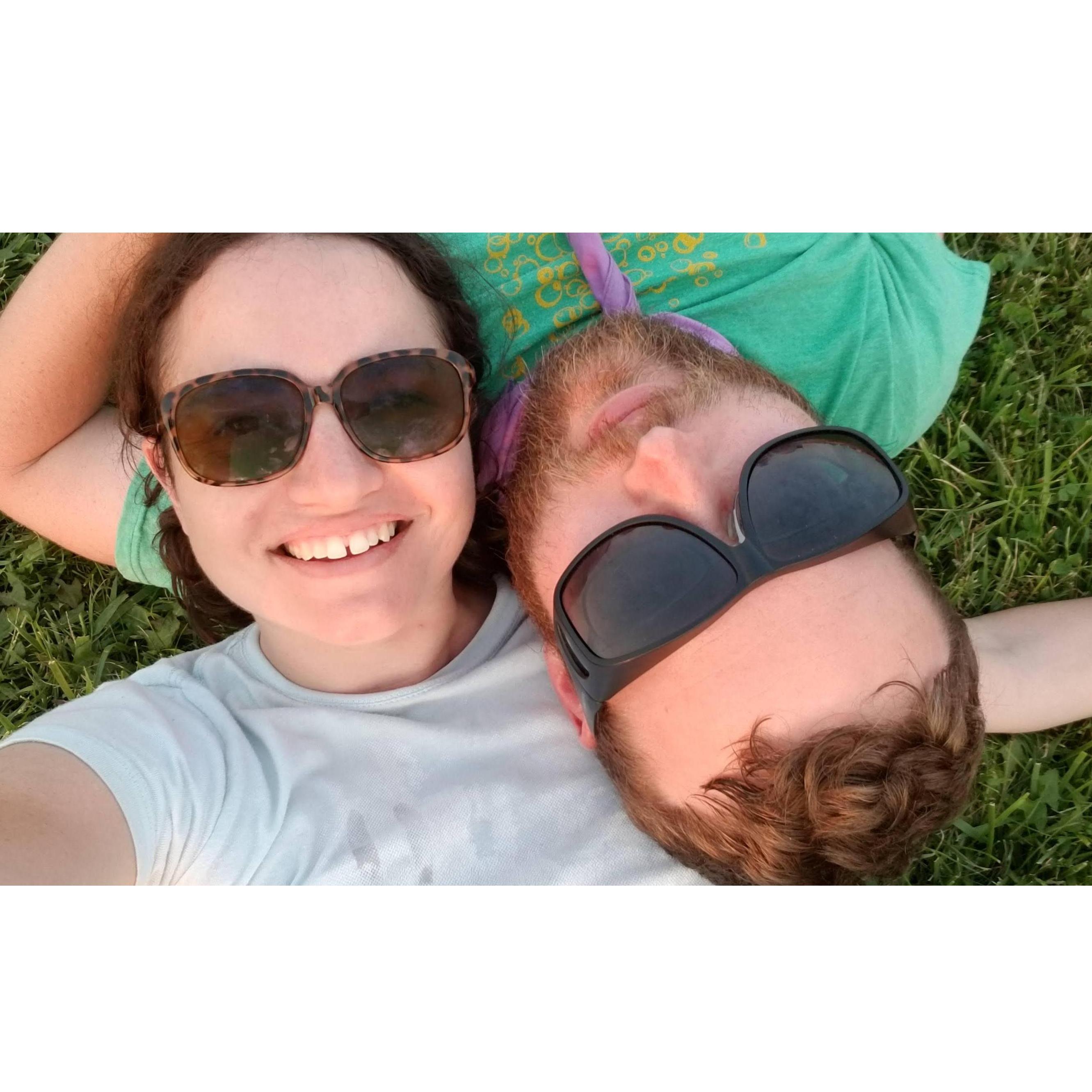 Stopping to rest after biking 42 miles for PedJam 2018