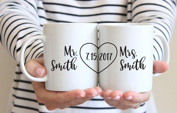 Personalized Wedding Gift for Couple Wedding Shower Gift Wedding Gift for Bride Couples Mug Set Couples Gift Anniversary Gifts for Men Date