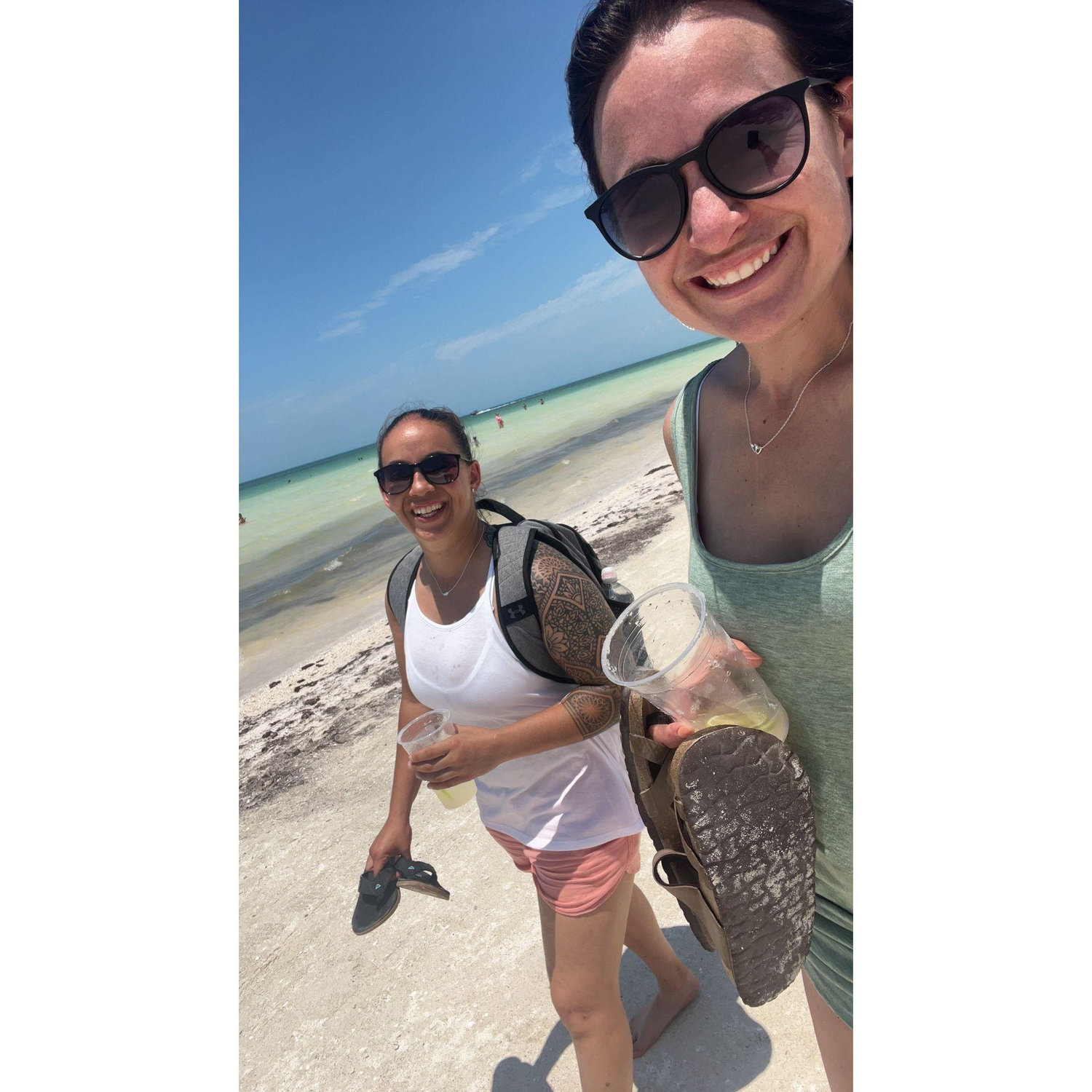 Strolling on the beach in Holbox.