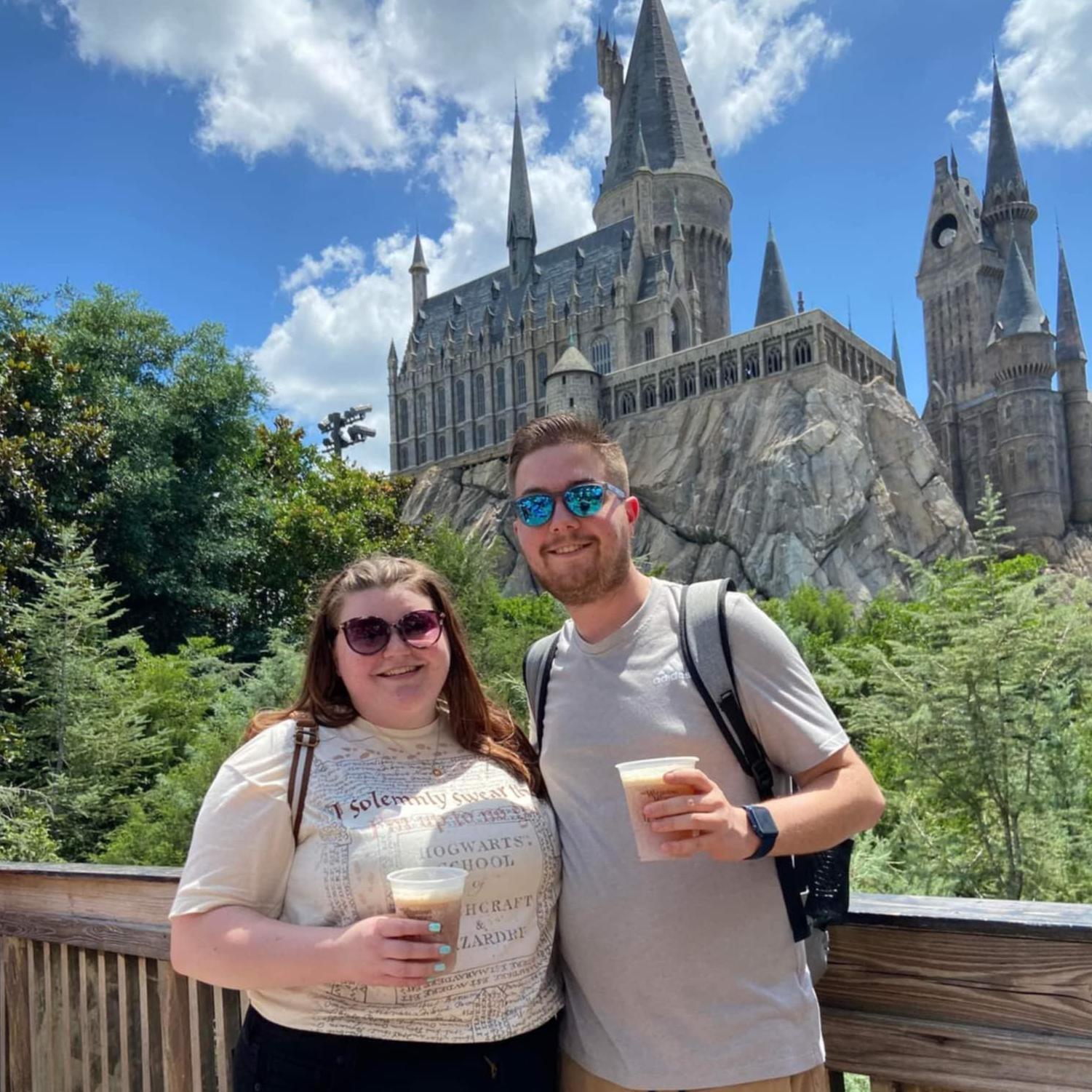 Our first vacation together, in front of Hogwarts of course!